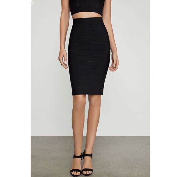 BCBG MaxAzria Black Bandage Pencil Skirt XXS Sexy Herve Leger Style - Picture 5 of 10